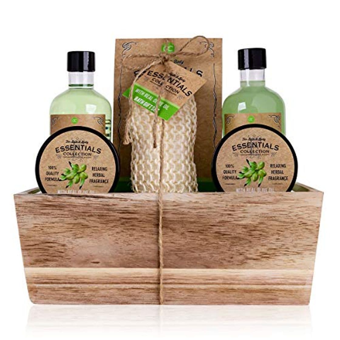 Product Accentra Olive - Set de regalo con cesta de madera para baño