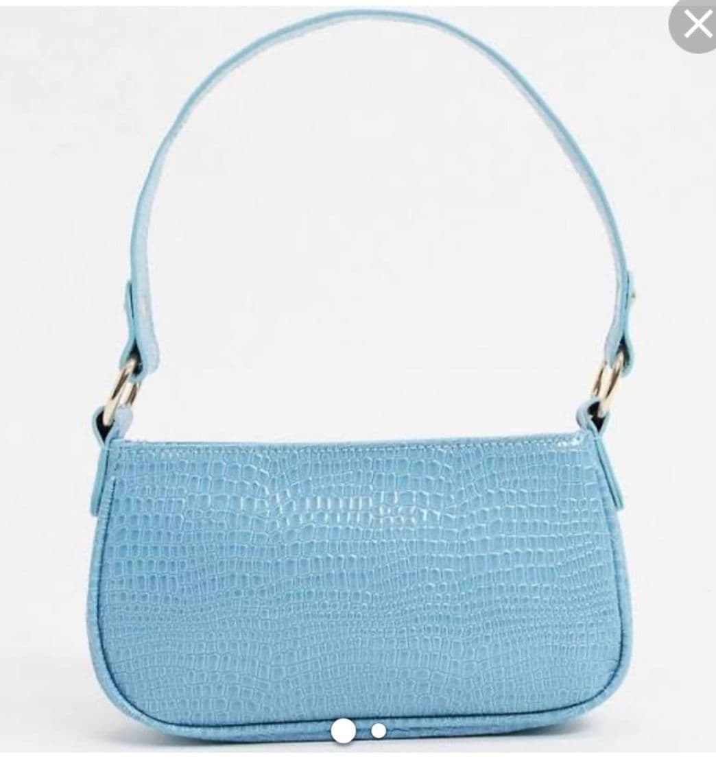 Fashion Bolso de hombro efecto cocodrilo en azul pastel estilo años 