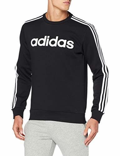 Fitness adidas Essentials 3 Stripes Crewneck Sweatshirt Sudadera, Hombre, Negro