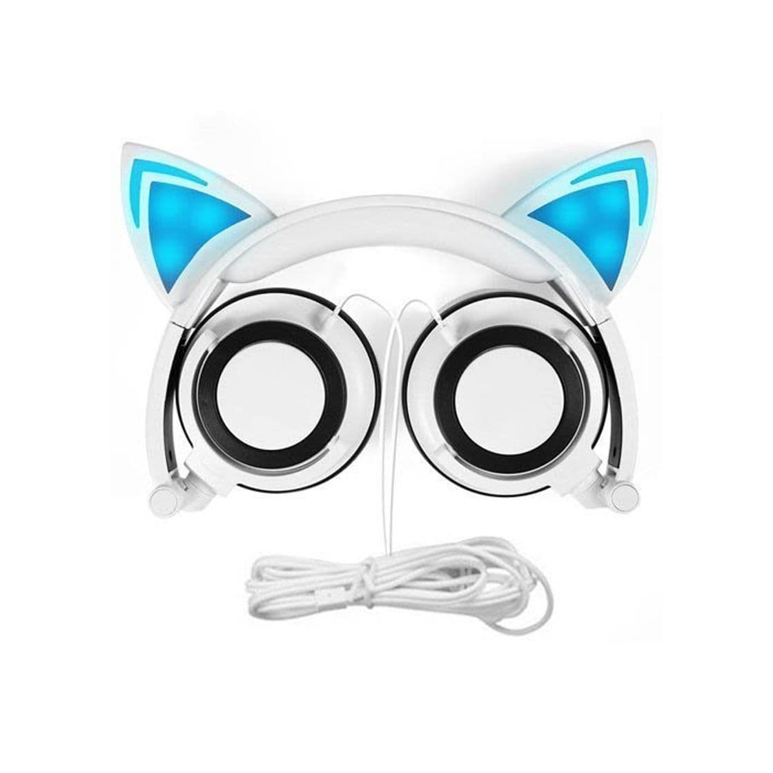 Producto Auriculares con cable de diadema de orejas de gato plegables con luz