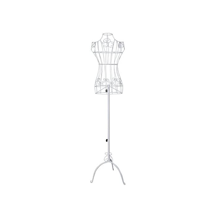 Home SONGMICS Maniquí busto femenio de metal Perchero de vestido blanco 170 cm