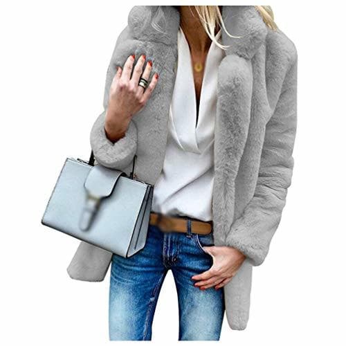 Moda JEELINBORE Mujeres Chaqueta Cuello de Solapa Abrigos Piel Sintética Parka Outwear Cardigan