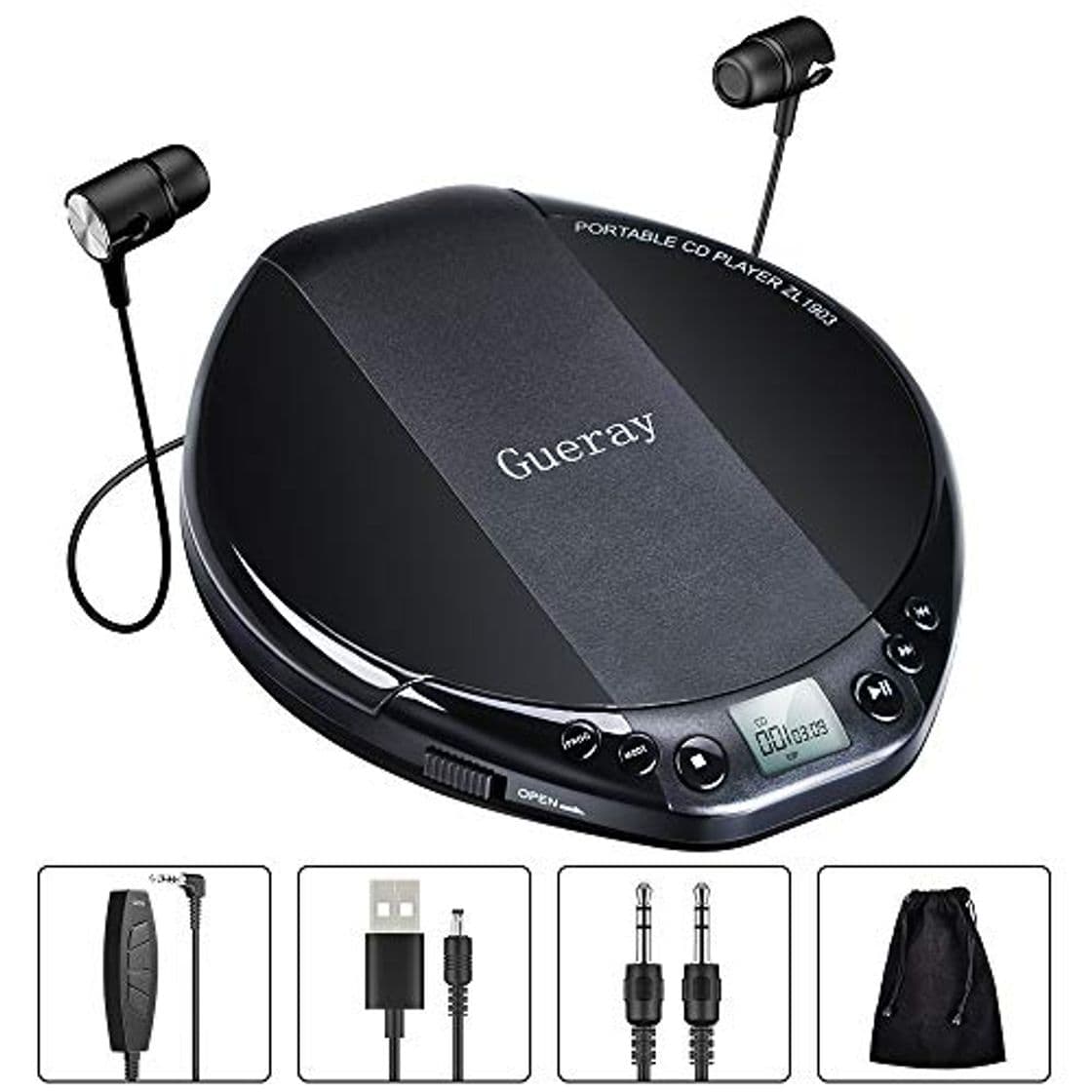 Producto Gueray Reproductor de CD portátil HiFi Classic CD Personal Discman con Audífonos