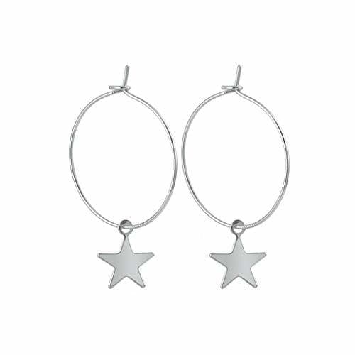 Moda Bodbii Pendientes plateado perforada de la estrella del aro de aleación geométrico