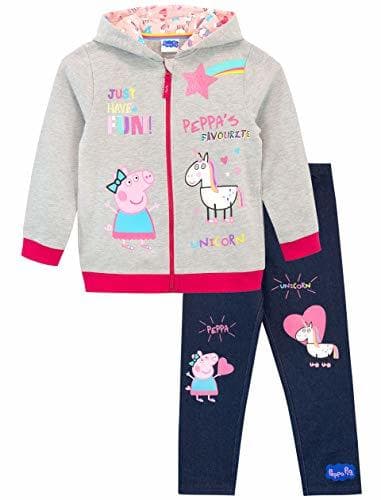 Fashion Peppa Pig Conjunto de Sudadera con Capucha y Leggings para Niñas Unicornio