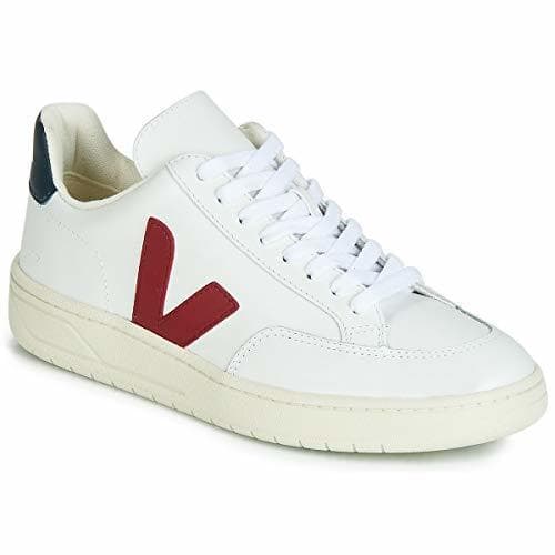 Moda VEJA V-12 Leather Zapatillas Moda Hommes Blanco/Azul/Rojo