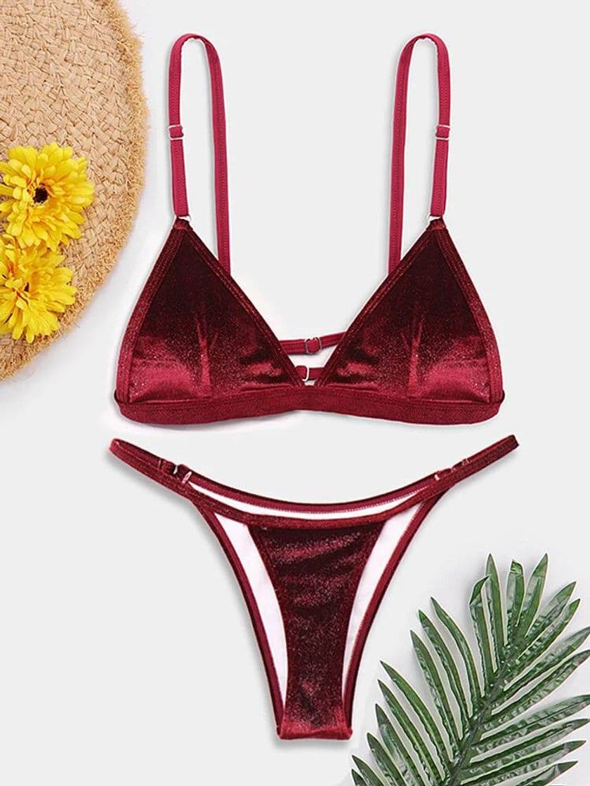 Moda Bikini Terciopelo Rojo 