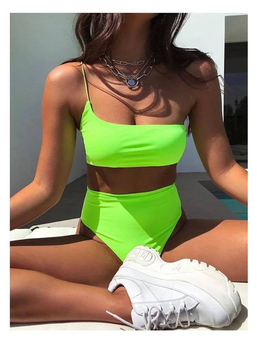 Moda Bikini Verde NEÓN Sin Tirantes