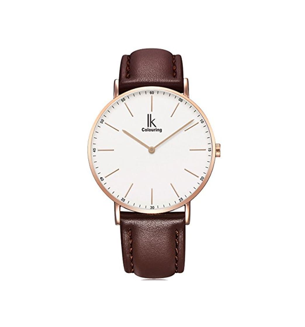 Producto Alienwork IK Reloj Unisex Relojes Hombre Mujer Piel de Vaca marrón Analógicos