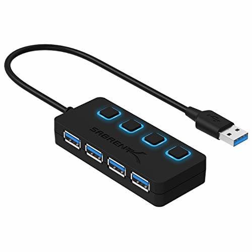 Electrónica Sabrent Concentrador USB 3.0 con 4 Puertos con interruptores de alimentación Individuales