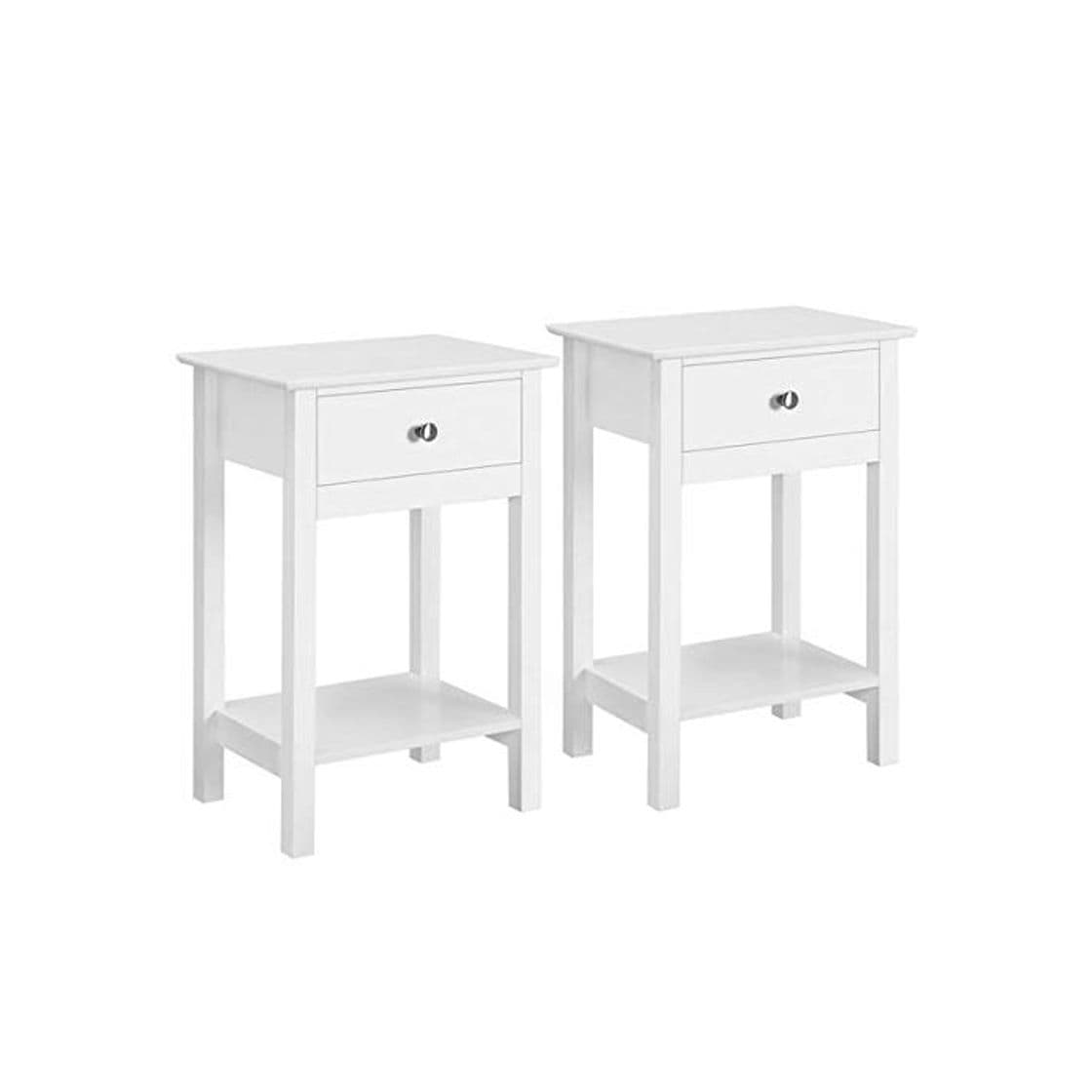 Product Yaheetech 2 Piezas Mesita de Noche Mesa Auxiliar Blanca con Cajón Armario Mesita para Dormitorio 40x30x60 cm