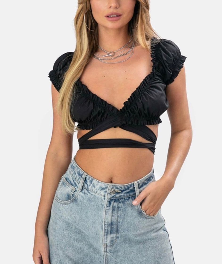 Moda Top aperturas negro