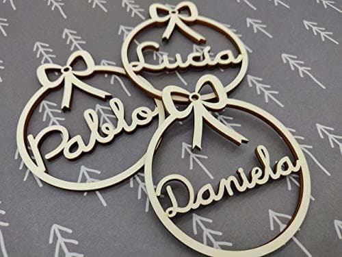 Producto Bolas de navidad de madera personalizadas Adornos navideños Ornamento Decoraciones colgantes de