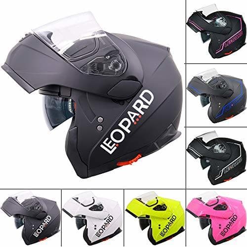 Product Leopard LEO-838 Doble Visera Casco Moto Modular ECE 22-05 Homologado #01 Negro