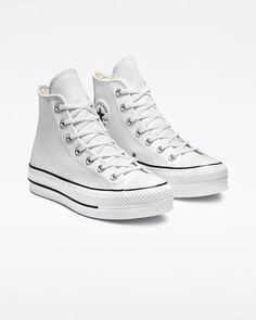 Fashion Converse Chuck Taylor CTAS Lift Hi, Zapatillas para Mujer, Blanco