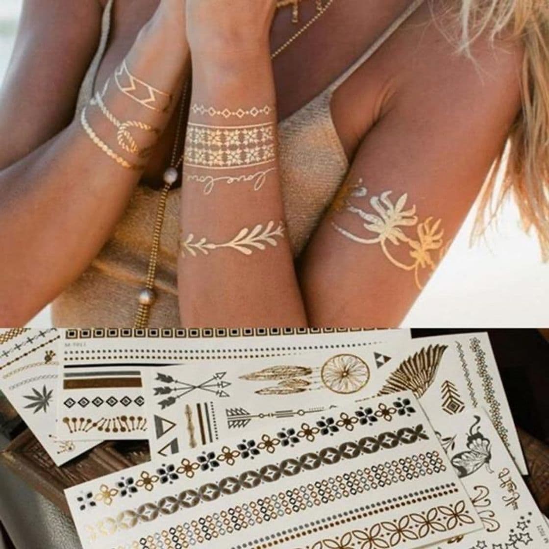 Moda Tatuajes temporales metálicos