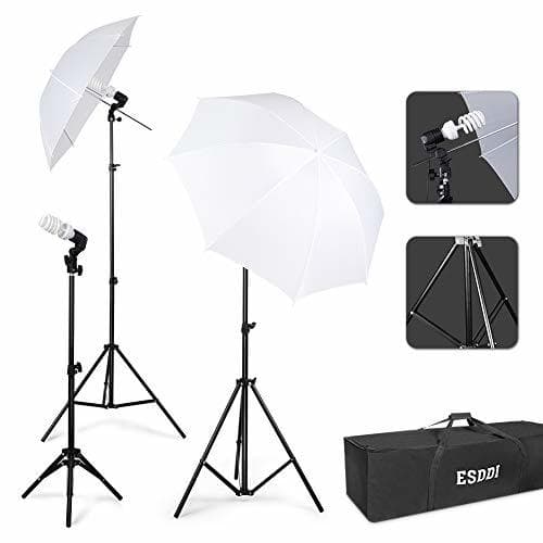 Electrónica ESDDI Paraguas Fotografía Kit de Iluminación Continua para Estudio Fotográfico con 45W