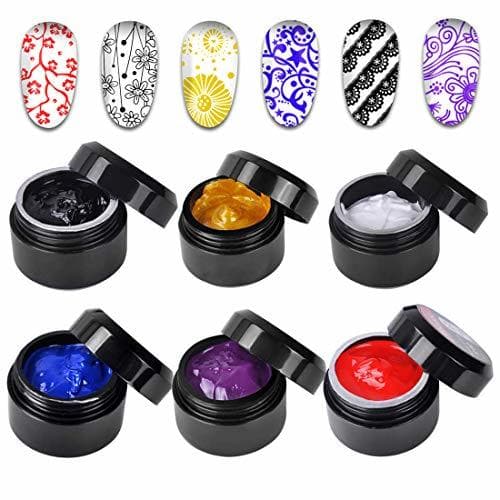 Belleza Biutee 6 pcs Esmalte para Stamping 8ml Seca por Secador Uñas No