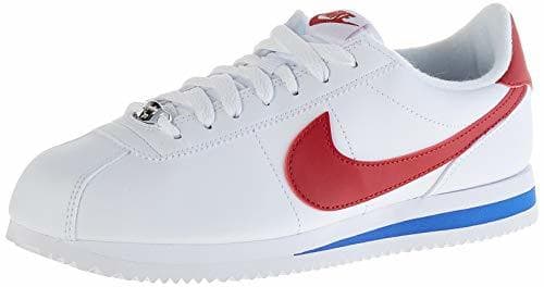 Moda Nike Men's Cortez Basic Leather Shoe, Zapatillas de Running para Hombre, Blanco