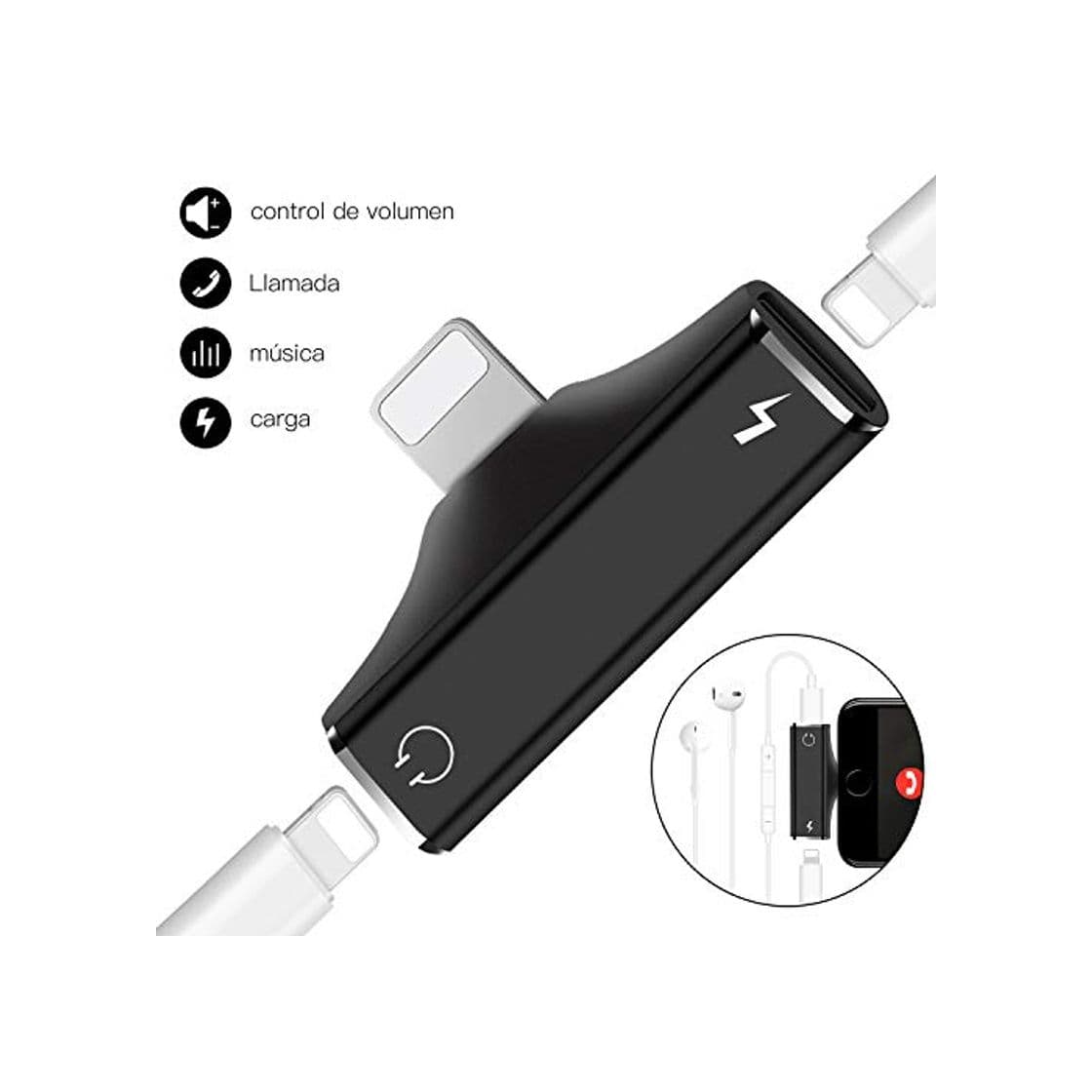 Electrónica Adaptador de Auriculares Compatible para i-Phone XS MAX XR X 7 Plus