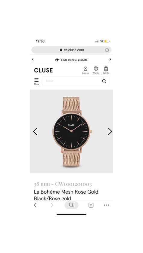 Producto La Bohème Watch Leather Rose Gold Black/Black