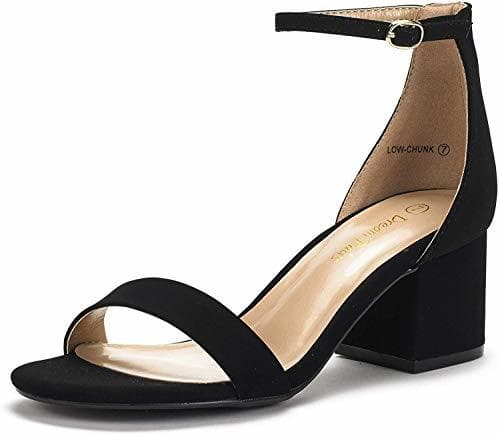 Moda DREAM PAIRS Low-Chunk Sandalias de Tacón Bajo Pump Nubuck para Mujer Negro