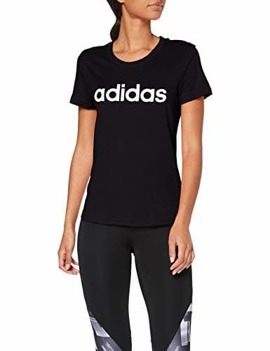 Fitness adidas W E Lin Slim T Camiseta de Manga Corta, Mujer, Negro