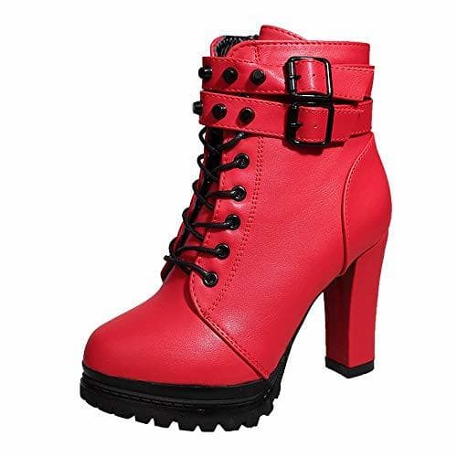 Fashion Logobeing Zapatos de Tacón Alto Botas Mujer Invierno Martain Boot Zapatos con