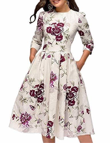 Moda Cóctel Floral para Mujer de los años 50 Vestidos Retro Vintage Vestido