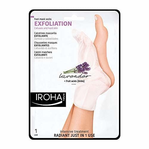 Belleza Iroha Nature - Calcetines Exfoliantes para Pies con Lavanda, 2 Calcetines, 1