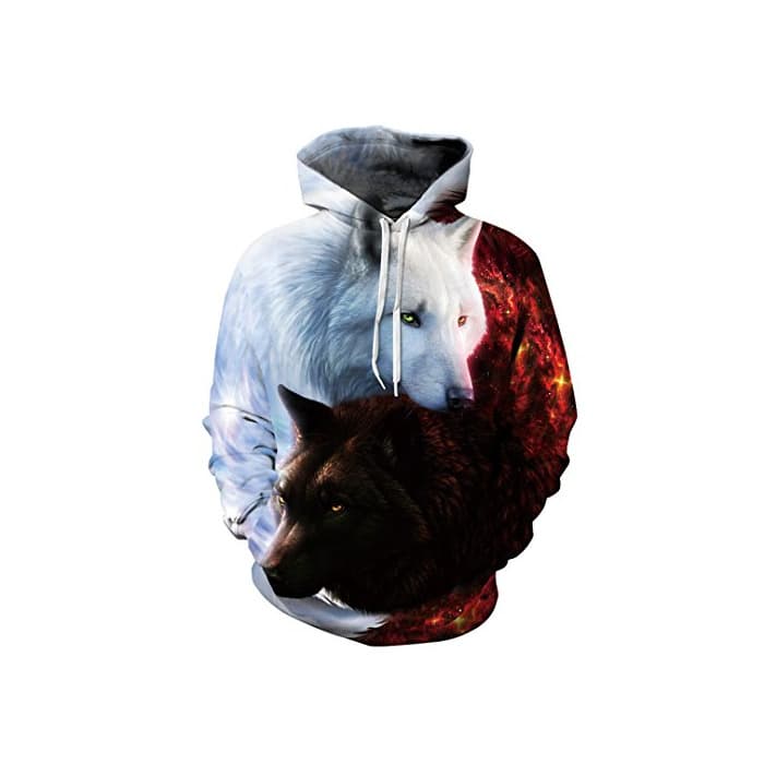 Fashion Wolf 3D Impreso Hombres Sudaderas Sudaderas Sudaderas Chaquetas de Chico