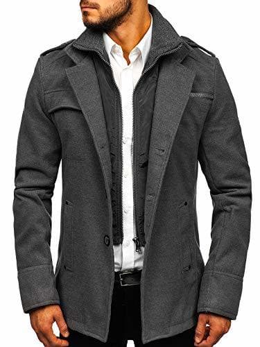 Fashion BOLF Hombre Abrigo Botonadura Sencilla PPM 8856 Gris L [4D4]