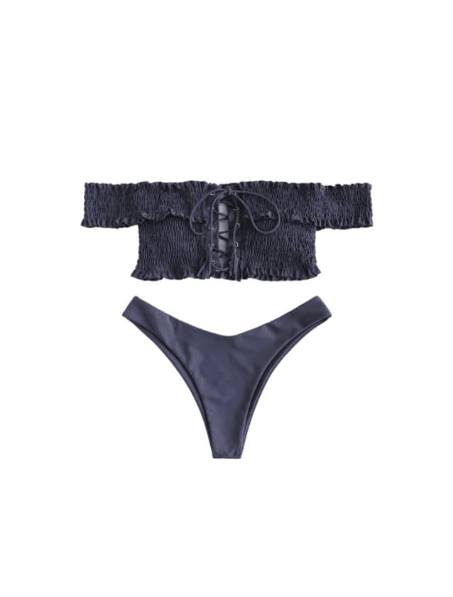 Producto ZAFUL • Conjunto de Bikini de Emagrecimento Laço-up Shirred 