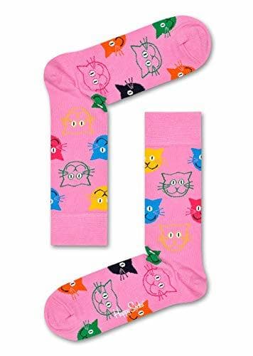 Fashion Happy Socks Calcetines, multicolor clásicos de algodón para hombres y mujeres, Pink