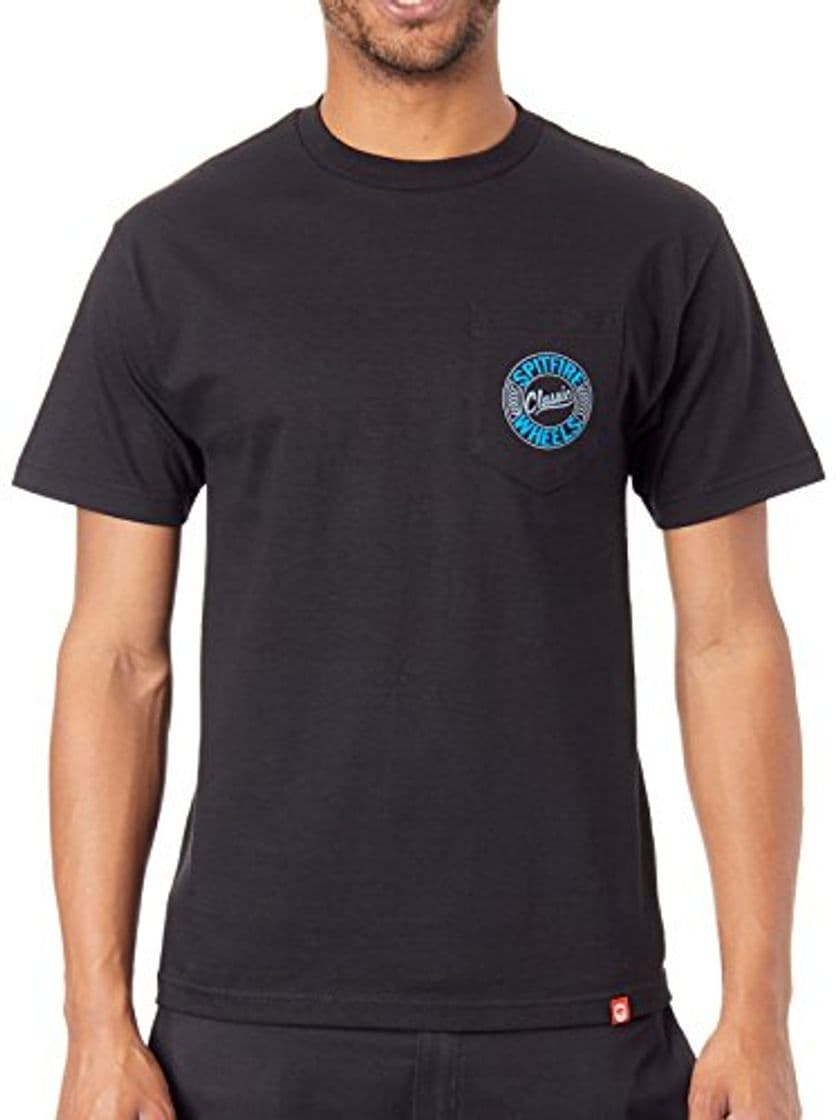 Fashion Spitfire Camiseta con Bolsillo Flying Classic Negro-Azul