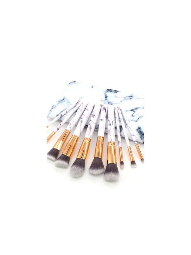 Producto 10pcs Marble Pattern Handle Makeup Brush With Makeup Bag