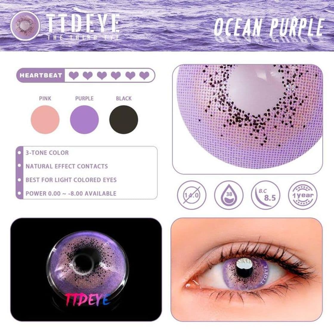 Fashion TTDeye Ocean Purple Colored Contact Lenses