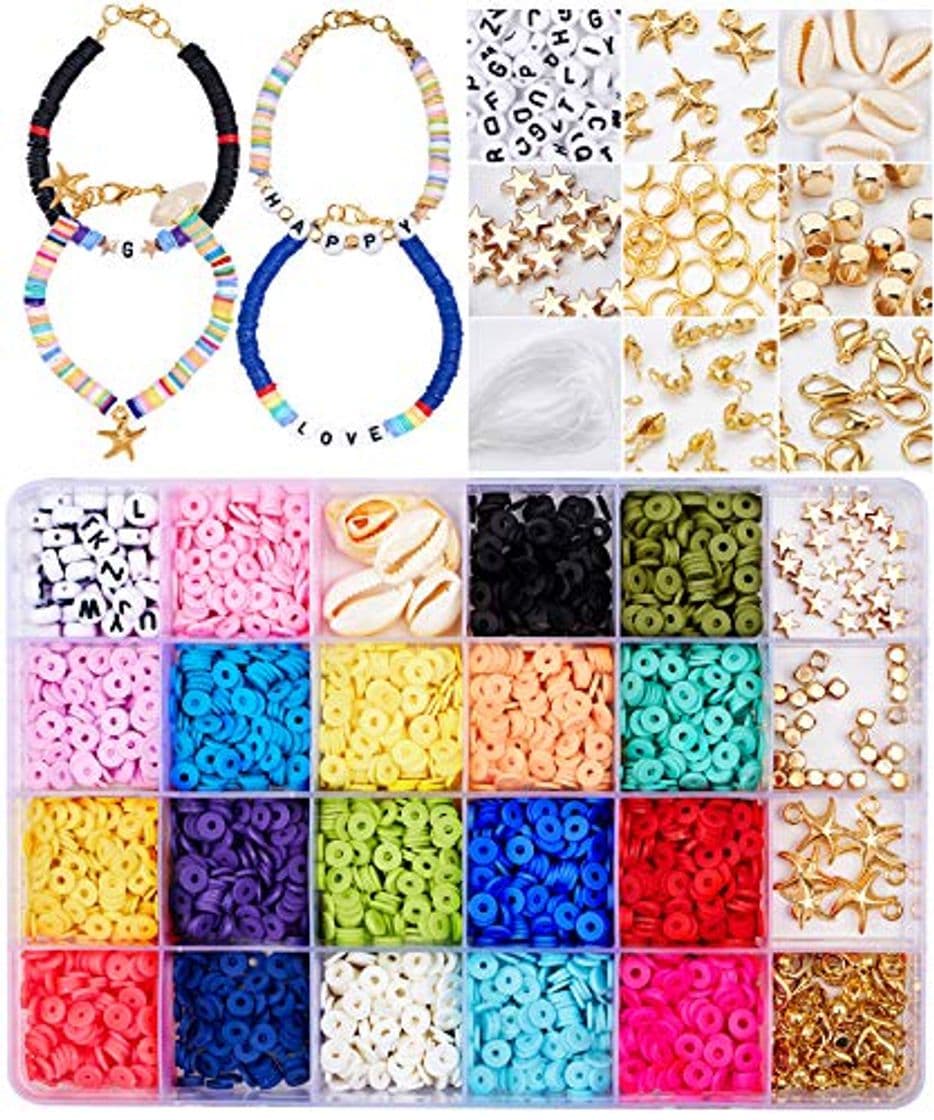 Producto Tacobear Juguete de Cuentas Coloridas Abalorios Hacer Pulseras Collar de Bricolaje Cuentas de Arcilla de Joyas DIY Manualidad Fabricación de Joyas para Niños Adultas