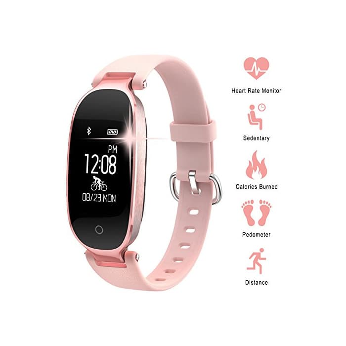 Electronic Pulsera Monitor de Actividad Pulsómetro y Podómetro para Mujeres Impermeable IP67, con