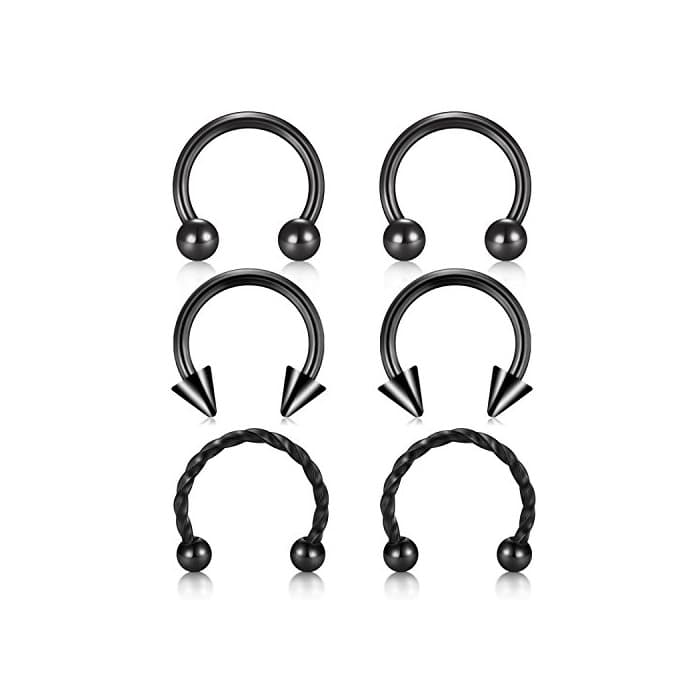 Fashion Briana Williams 6PCS Bola Flecha Torcer Nose Septum Pendiente de Herradura Ceja