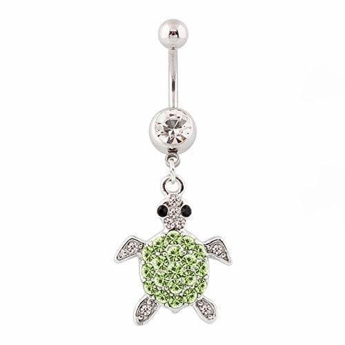 Fashion hyidealism Verde de piedras preciosas tortuga 14 g Ombligo Piercing Ombligo Anillo