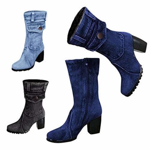 Fashion MrTom Botines Mujer Vaqueras Altas Plisado Invierno Otoño 2019 Botas de Nieve