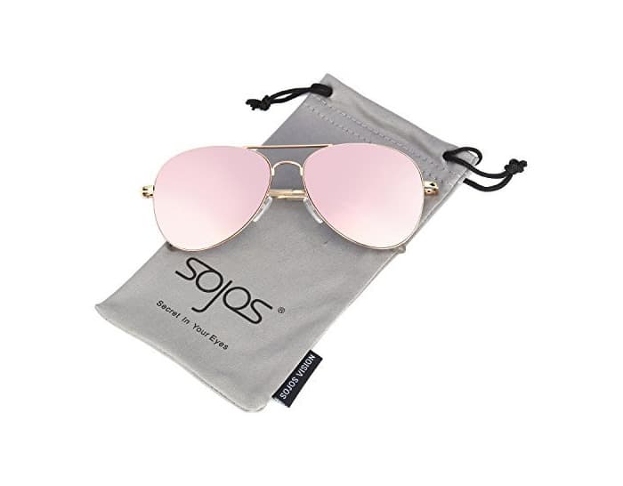 Producto SOJOS Gafas de Sol de Metal Clásico Marco del Espejo Lente Con