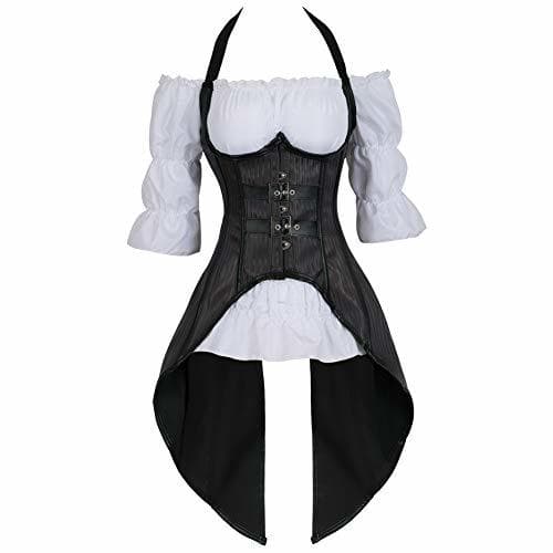 Producto Grebrafan Conjunto de Corsé Pirata Chalecos Corset y Blanco Blusa Fiesta