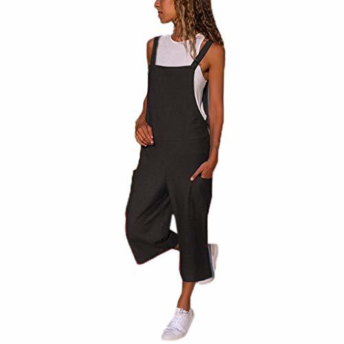 Fashion ACHIOOWA Mujer Peto Elegante Casual Largo Suelto Mono Bolsillos Tirantes Fiesta Noche