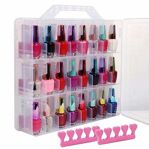 Belleza Caja portátil y transparente de almacenamiento y presentación de esmalte de uñas