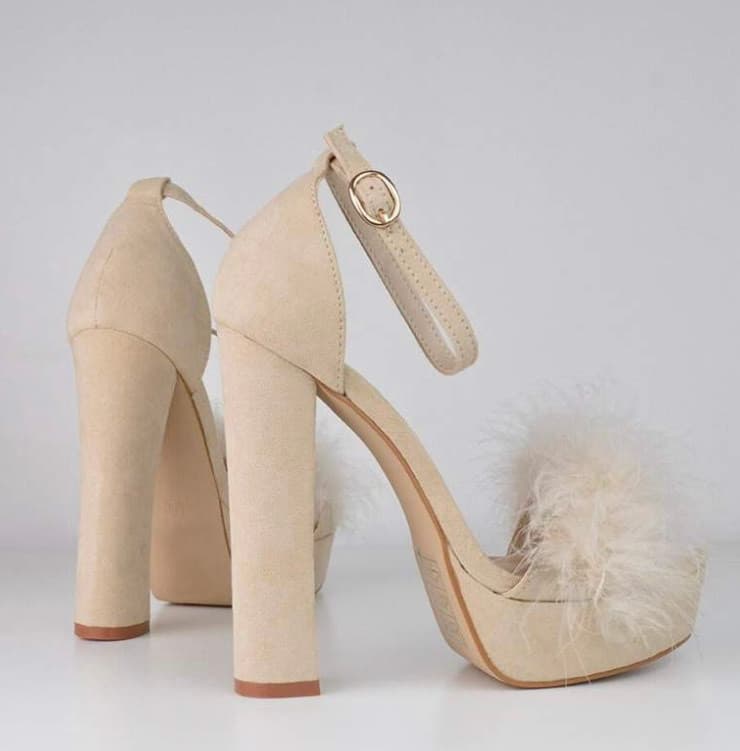 Moda KATIE - feather heeled sandals in nude