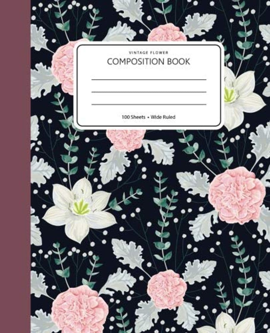 Product Vintage flower Composition book: 100 sheet wide ruled