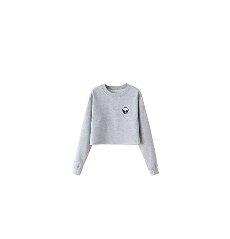 Moda YouPue Mujer Manga Larga de Sudaderas Cuello Redondo Tops Color Sólido Gris