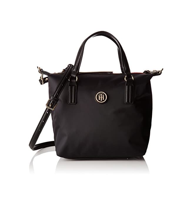 Moda Tommy Hilfiger Poppy Small Tote, Bolso Totes para Mujer, Negro